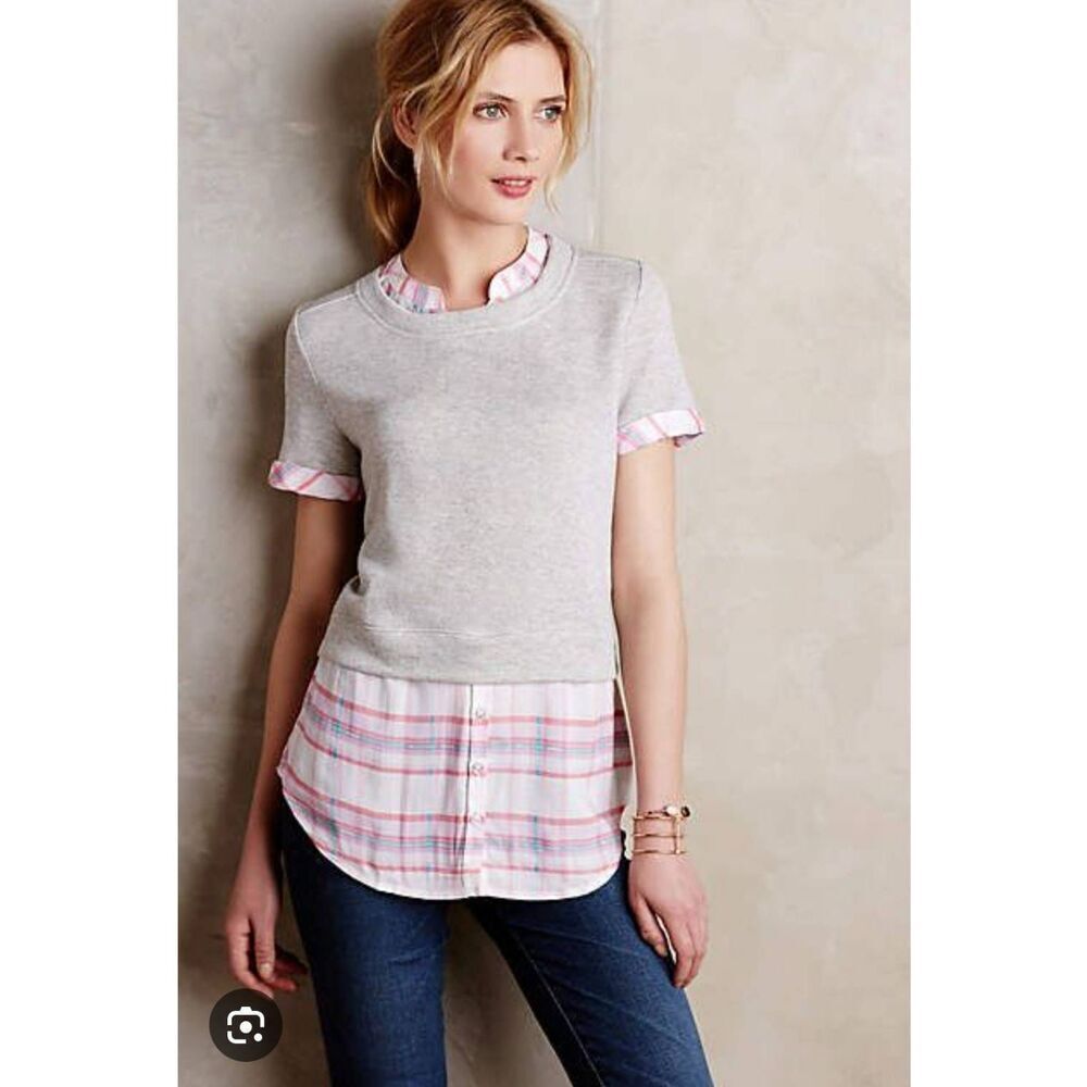 Anthropologie Postmark Picnic Layered Plaid Top Size Small NWT